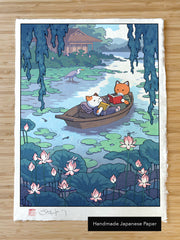 'Fox and Cat, Summer Reading' Giclee Print