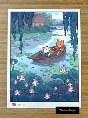 'Fox and Cat, Summer Reading' Giclee Print