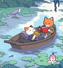 'Fox and Cat, Summer Reading' Giclee Print