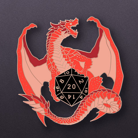 Dragon D20 Pin - Red