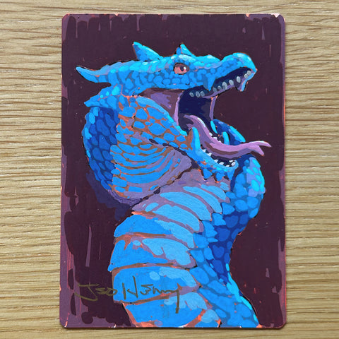 Hand Painted AP Card: Blue Dragon