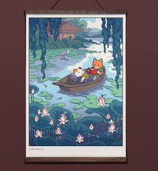 **Pre-Order** 'Fox and Cat, Summer Reading' Wall Scroll