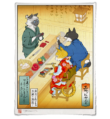 'Sushi Cats' Giclée Print
