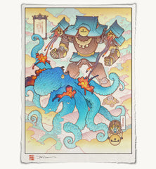 'Shrine Guardian vs. the Abyssal Kraken' Giclée Print