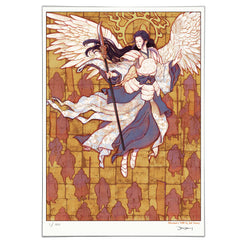 Print: MTG Limited Edition - 'Akroma's Will' Metallic Giclée Print - Gold Variant
