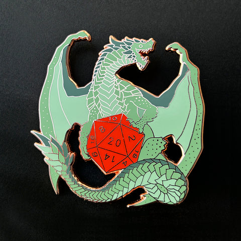 Dragon D20 Pin - Green