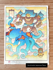 'Shrine Guardian vs. the Abyssal Kraken' Giclée Print