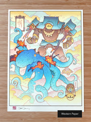 'Shrine Guardian vs. the Abyssal Kraken' Giclée Print