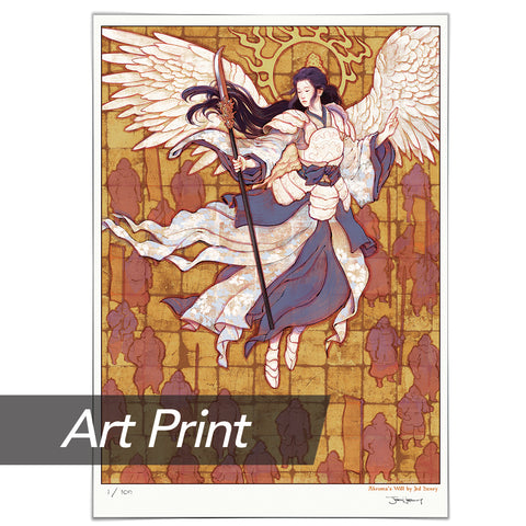 Print: MTG Limited Edition - 'Akroma's Will' Metallic Giclée Print - Gold Variant