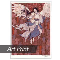 Print: MTG Limited Edition - 'Akroma's Will' Metallic Giclée Print - Red Variant