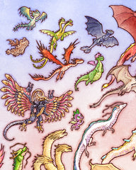 'Dragons in Flight' Copper Foil Print