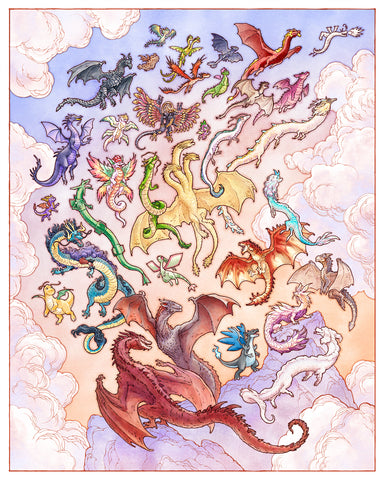 'Dragons in Flight' No Foil Print