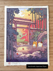 'Fox and Cat at the Onsen' Giclee Print