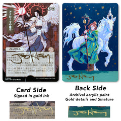 Hand Painted AP Card: Elf Mage and Unicorn