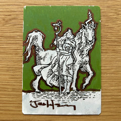 Hand Painted AP Card: Elf Mage, Pen and Ink