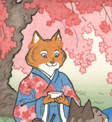 'Hanami Cats' Woodblock Print