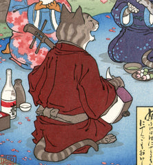 'Hanami Cats' Woodblock Print