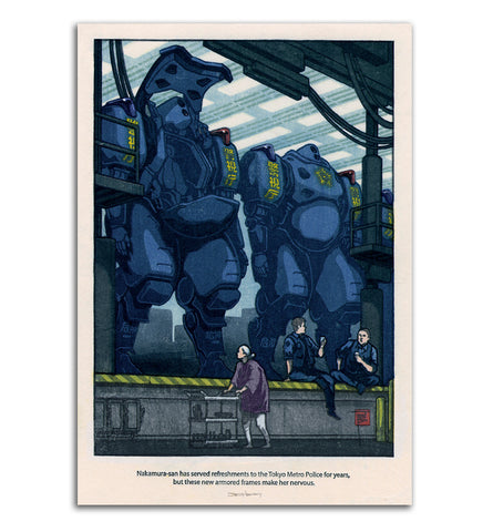 'Tokyo Mecha Division' Woodblock Print