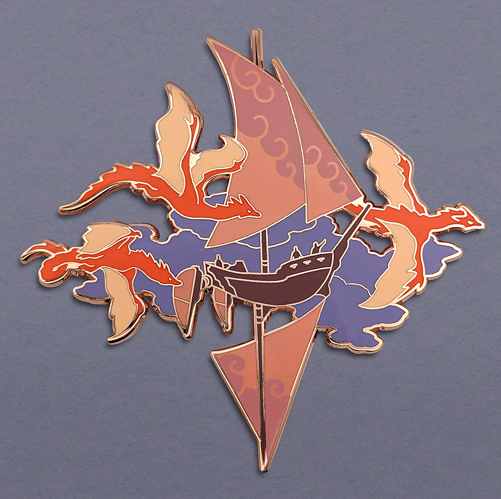 Airship and Dragons Pin - Sunset