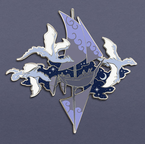 Airship and Dragons Pin - Moonlight