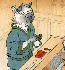 'Sushi Cats' Woodblock Print