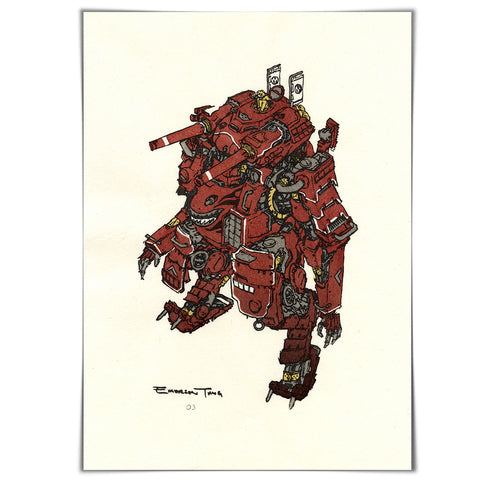 'Tank Head' Woodblock Print