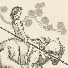 'Wolf Girl' Mini Woodblock Print